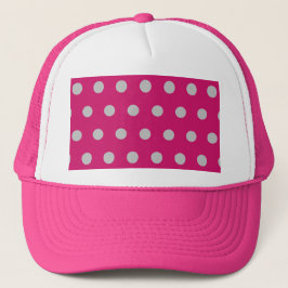 Sombrero de camión de punto de polka (rosa y gris 