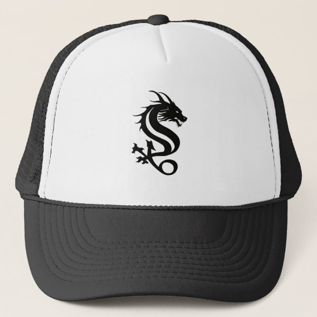 Sombrero de camión de silueta de dragón negro (Anverso)