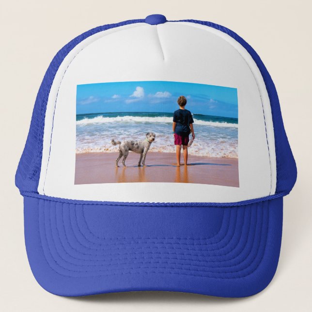 Sombrero de camión fotográfico personalizado con t (Anverso)