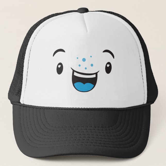 Sombrero de camión Kawaii con sonrisa azul (Anverso)