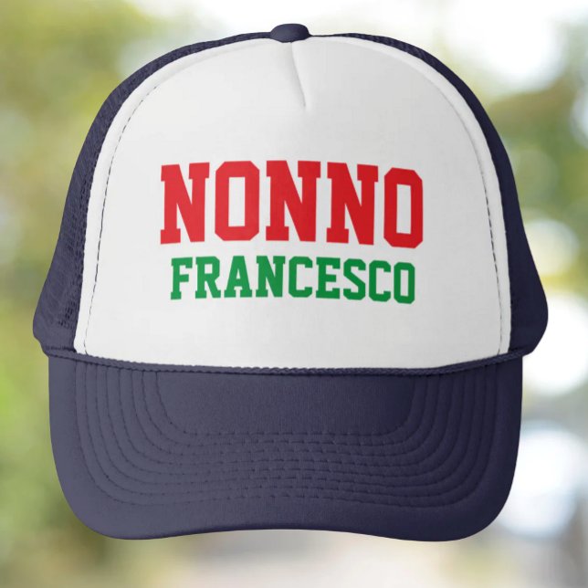 Sombrero de camión no personalizado (Nonno Personalized Athletic Red and Green Fonts for Italian Grandfather)