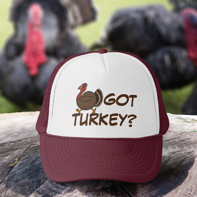 Sombrero de camión retro de Acción de Gracias Turq (Got Turkey? A fun retro trucker hat to wear at Thanksgiving)