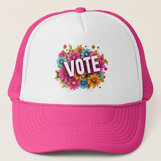 Sombrero de Camión Rosa Floral VOTO (Anverso)