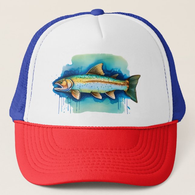 Sombrero de camión - Serie acuarela: trucha/salmón (Anverso)