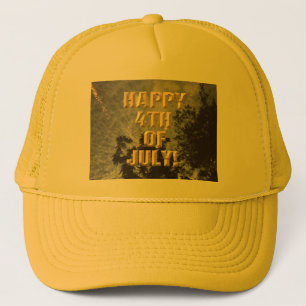 Sombrero de camionero amarillo de fuegos artificia