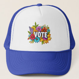 Sombrero de camionero azul floral de VOTO