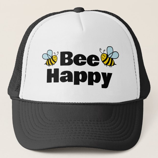 sombrero de camionero Bee Happy para apicultor (Anverso)