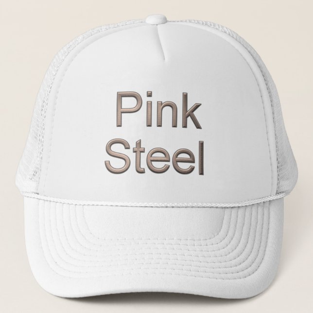 sombrero de camionero blanco de acero rosa (Anverso)