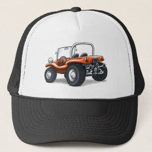 sombrero de camionero con dunas y buggy de naranja