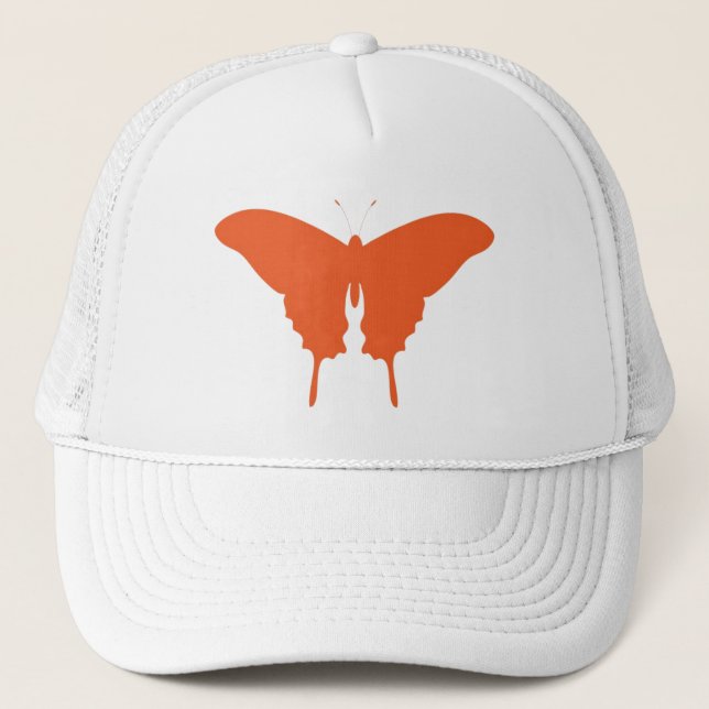 Sombrero de camionero de arte de mariposa naranja (Anverso)