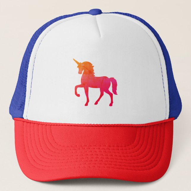 Sombrero de camionero de arte de Unicornio rosa (Anverso)