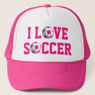 sombrero de camionero de bolas de fútbol rosa