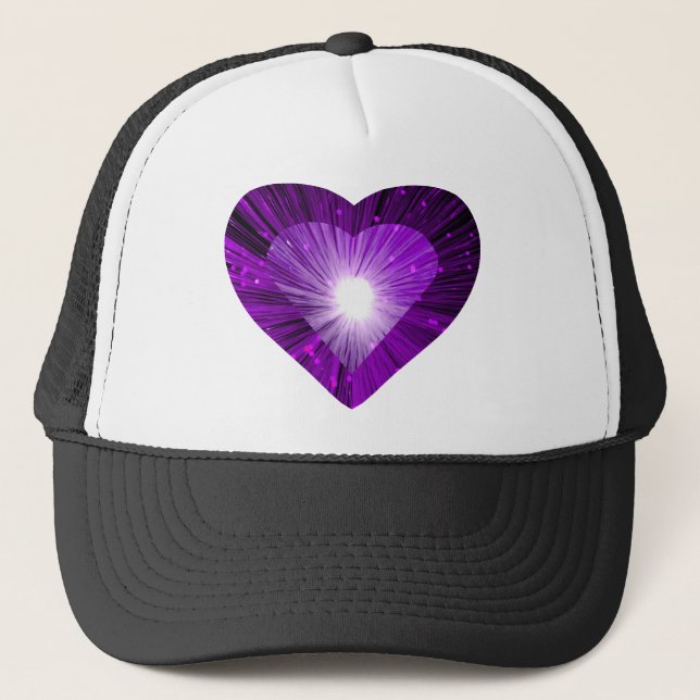 Sombrero de camionero de corazón morado negro (Anverso)