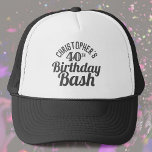 Sombrero de camionero de cumpleaños número 40<br><div class="desc">Para celebrar un cumpleaños especial. Diseñado para personas mayores de 40 años. 40.ª celebración de cumpleaños. Bash de cumpleaños. Agregue el nombre y el número. Gorra de la fiesta de cumpleaños.</div>