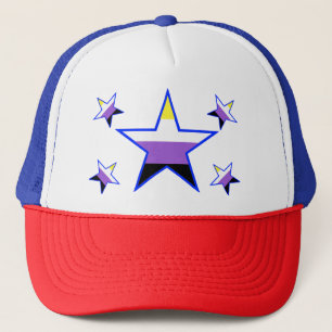 Sombrero de camionero de estrellas de bandera no b