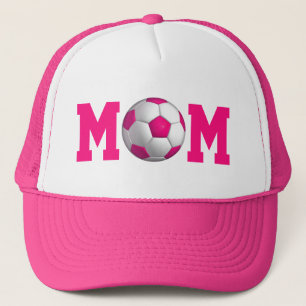 Sombrero de camionero de mamá de fútbol rosa