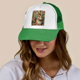 Sombrero de camionero de sueños de conejito y flor