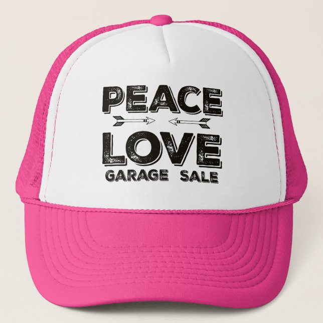 Sombrero de camionero de venta de Peace Love Garag (Anverso)