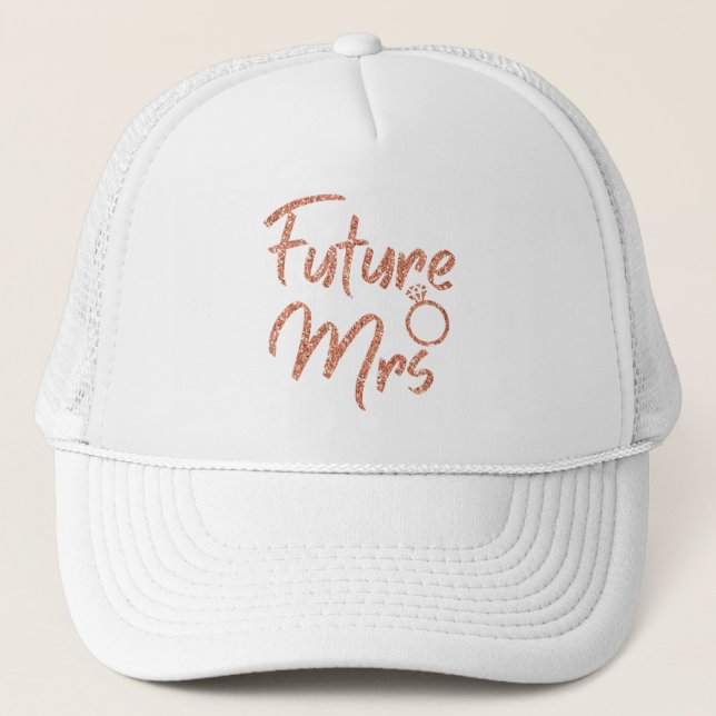 Sombrero de camionero Future Mrs color rosa oro (Anverso)