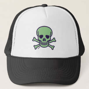 sombrero de camionero negro verde de cráneo verde
