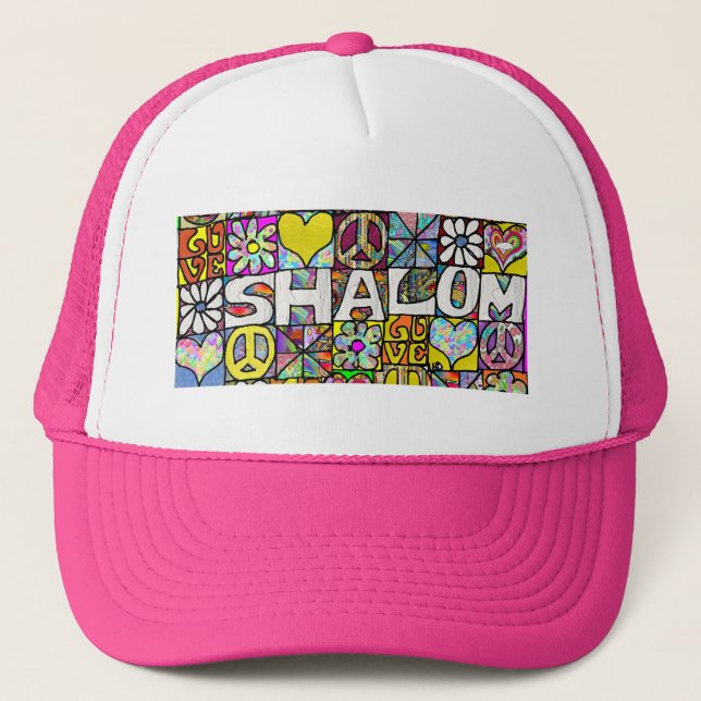 Sombrero de camionero Psicodélico Shalom LOVE de l (Anverso)