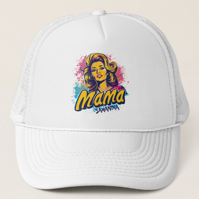 Sombrero de camionero retro Mama pop personalizado (Anverso)