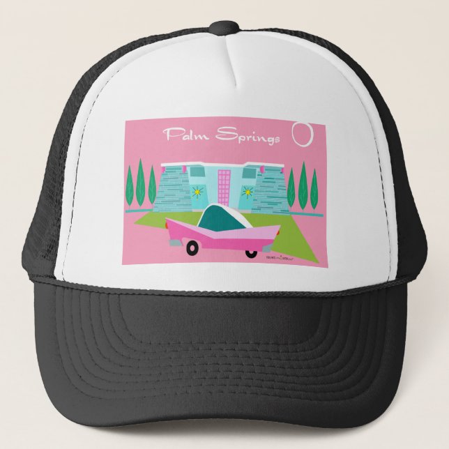 Sombrero de Camionero Retro Pink Palm Springs (Anverso)