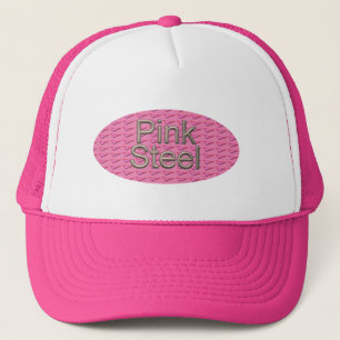 Sombrero de camionero rosa ovalado de acero rosado