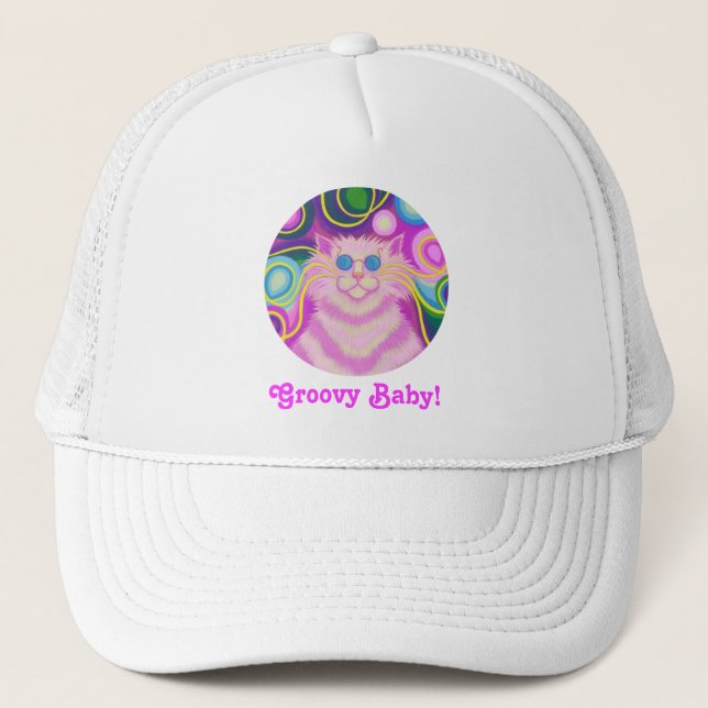 Sombrero de camionero rosado "Groovy Baby" (Anverso)