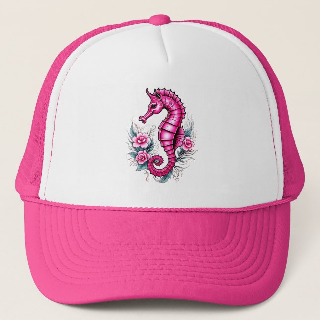 Sombrero de camionero rosado Seahorse (Anverso)
