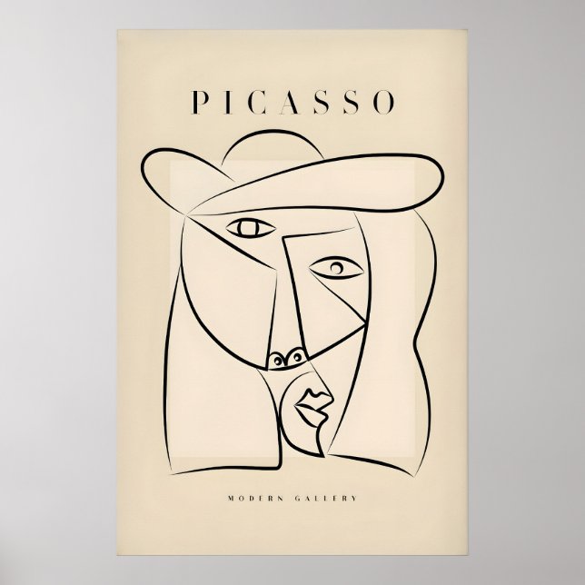 Sombrero de cara abstracta de Picasso Arte de líne (Frente)
