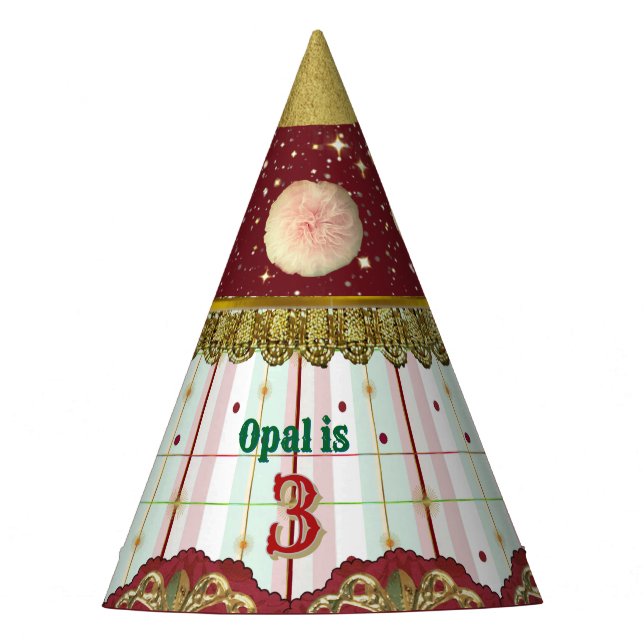 Sombrero de Carnaval de Circo Retro - Puff Rosa (Anverso)