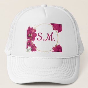 Sombrero de círculo dorado con flores rosadas