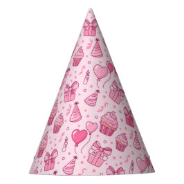 Sombrero de cumpleaños con cupcakes rosados
