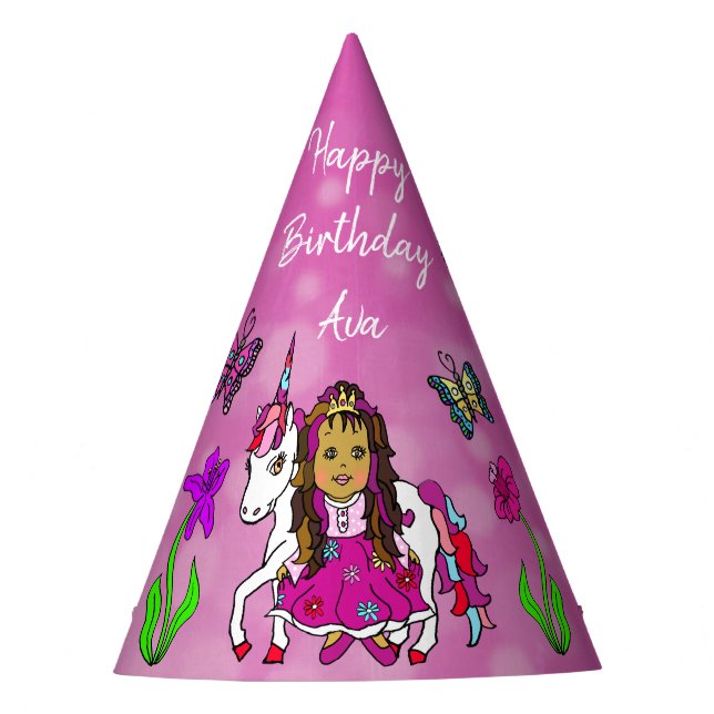 Sombrero de cumpleaños de hada y unicornio (Anverso)