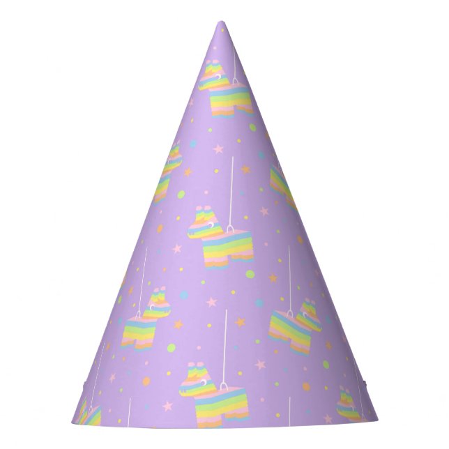 Sombrero de Cumpleaños Morado Pastel Piñata (Anverso)