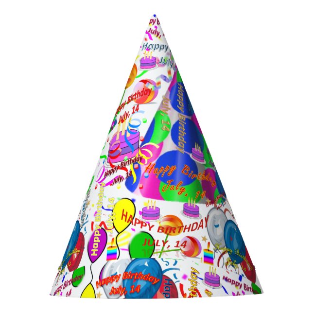 Sombrero de cumpleaños para fiesta del 14 de julio (Anverso)
