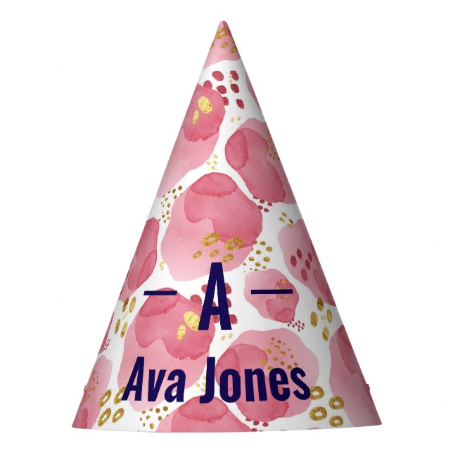 Sombrero de cumpleaños personalizado de acuarela (Anverso)