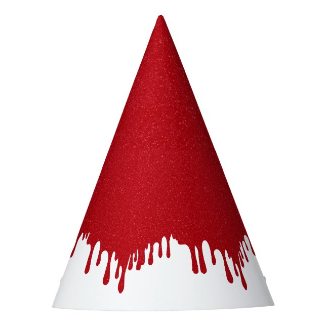 Sombrero de fiesta blanco con goteo de tomate rojo (Anverso)