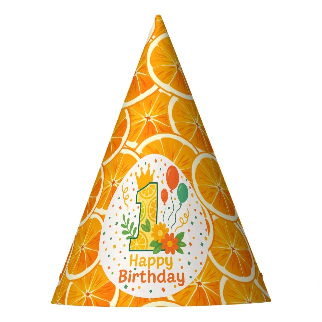 Sombrero de fiesta de cumpleaños Citrus Slice 1st (Anverso)