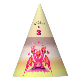 Sombrero de fiesta de cumpleaños de dragón rosa
