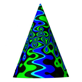 Sombrero de fiesta psicodélico de colores azul y v