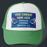 Sombrero de la plantilla de lavado eléctrico a pre<br><div class="desc">Personalizar este diseño de plantilla de camionero de lavado de presión (lavado de energía) para adaptarse a sus necesidades y negocios. Esta plantilla de lavado a presión muestra el fondo de la arandela a presión y de las cuentas de agua.</div>