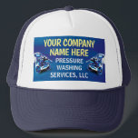 Sombrero de la plantilla de lavado eléctrico a pre<br><div class="desc">Personalizar este diseño de plantilla de camionero de lavado de presión (lavado de energía) para adaptarse a sus necesidades y negocios. Esta plantilla de lavado a presión muestra el fondo de la arandela a presión y de las cuentas de agua.</div>