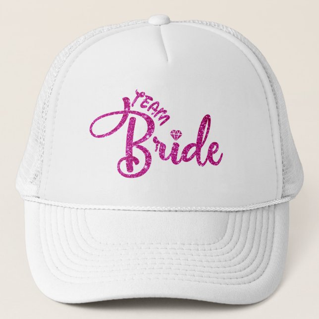 Sombrero de novia blanco nupcial magenta rosa con  (Anverso)
