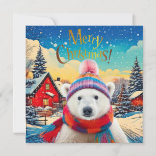 Sombrero de oso polar y bufanda Feliz Navidad