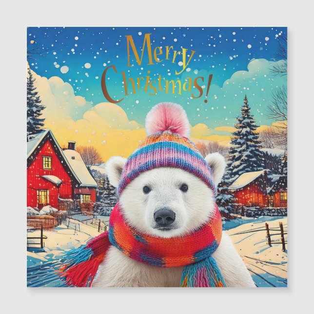 Sombrero de oso polar y bufanda Feliz Navidad (Anverso)