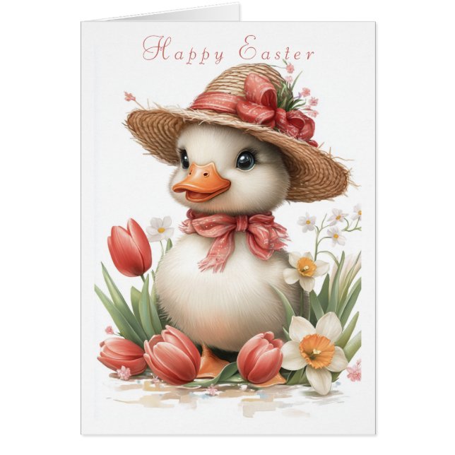 Sombrero de paja de patito de primavera lazo rosa  (Frente)