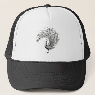 Sombrero de Pavo Real Blanco y Negro