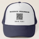 Sombrero de personalizado de exploración de código<br><div class="desc">Sombrero de camionero de tipo personalizado y color con tu código QR Scan Info Texto Gorras promocionales personalizados o personales modernos / Regalo - Añadir tu código QR - Imagen o logotipo - foto / Texto / más - Redimensionar y mover o eliminar / añadir elementos - Imagen / Texto...</div>